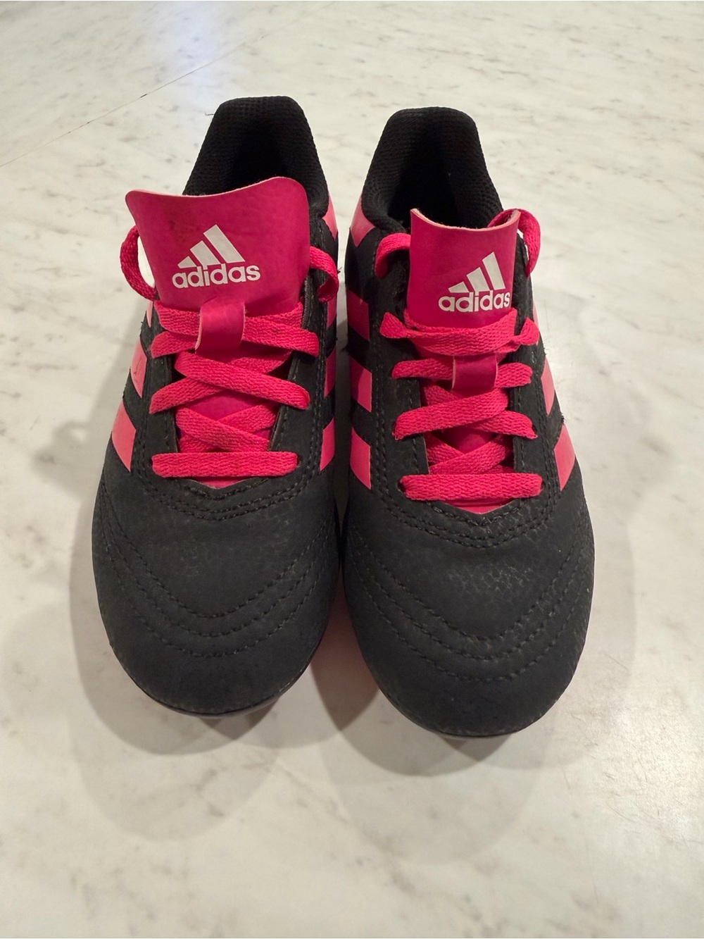 adidas Kids Black and Hot Pink Lace-Up Sneakers